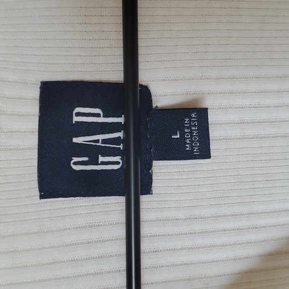 GAP Henley Polo Women's White Ribbed Long Sleeve Top Large White - Picture 7 of 9